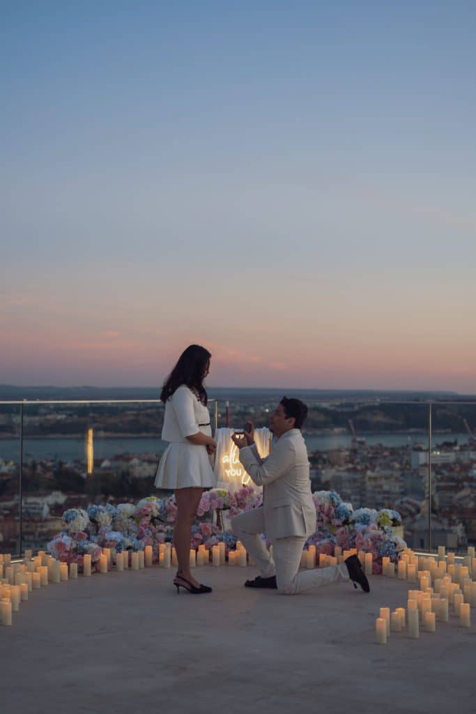 Rooftop Marriage Proposal in Lisbon, Portugal