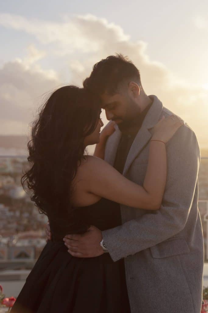 Private Rooftop Proposal at Sunset in Lisbon