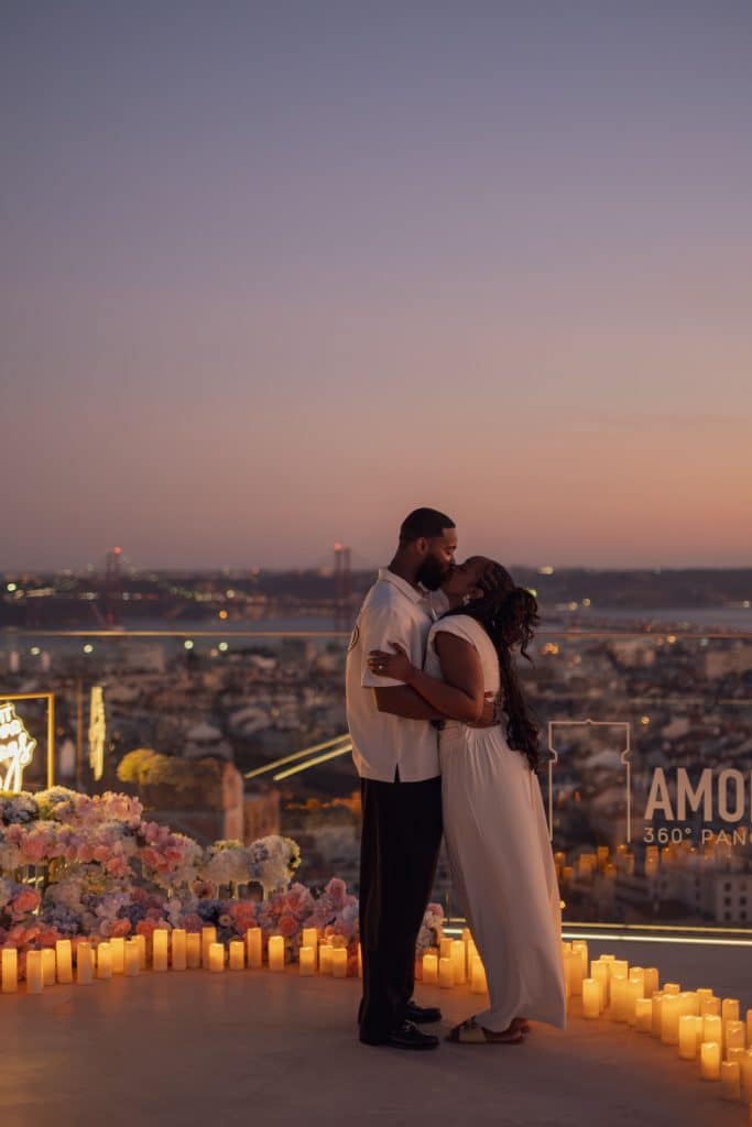 Private Rooftop Proposal in Lisbon at Sunset