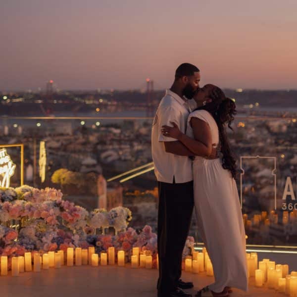 Rooftop Proposal in Lisbon at Sunset